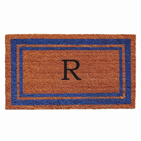 Monogram Door Mat, Natural, Blue, 18 in W x 30 in L